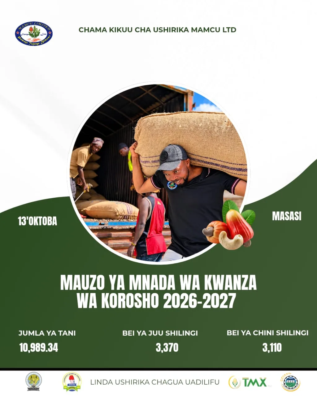 MAMCU LTD YAFANYA MNADA WA KWANZA WA KOROSHO GHAFI KWA MSIMU WA 2026/2027