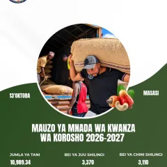MAMCU LTD YAFANYA MNADA WA KWANZA WA KOROSHO GHAFI KWA MSIMU WA 2026/2027